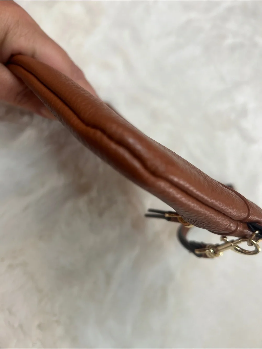 Nanette Lepore Brown Pebbled Leather Wristlet Clutch with Gold Hardware